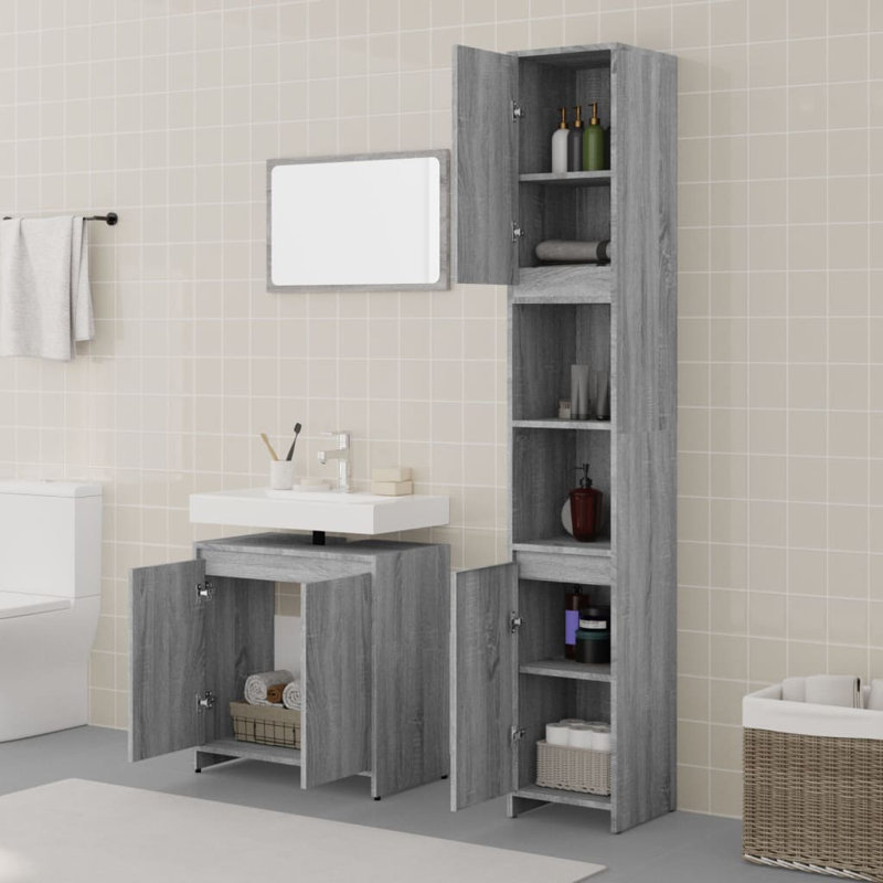 Bathroom Storage Furniture Set, Grey Sonoma