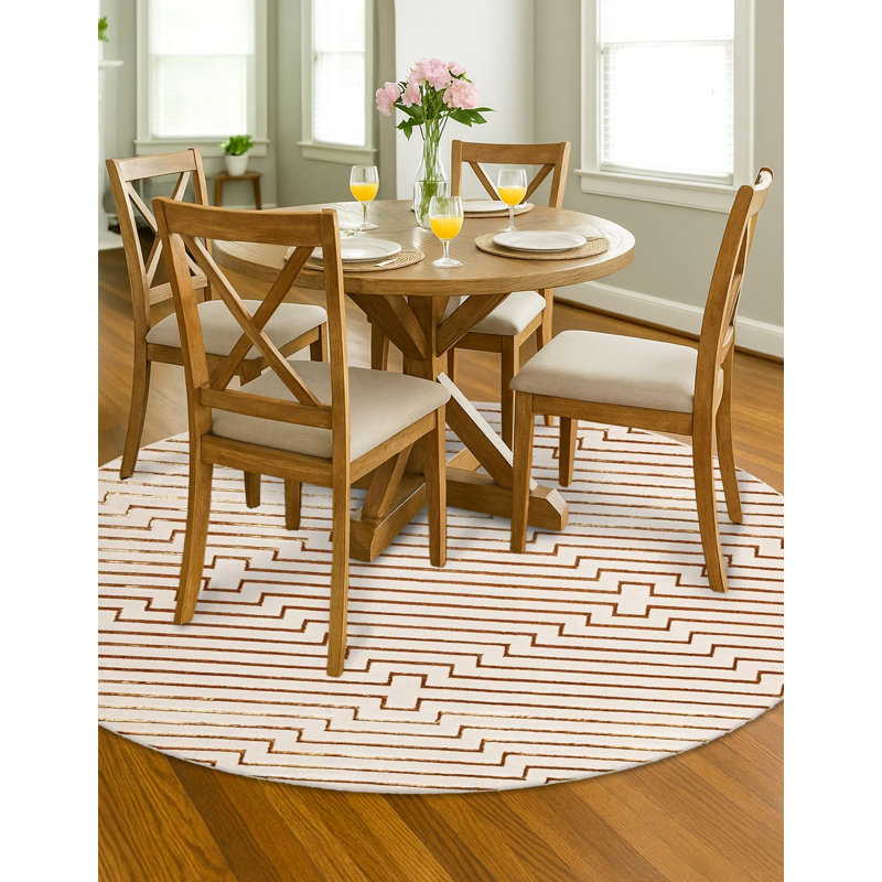 Tapis contemporain blanc Falco, Rond 3 pi 1 po