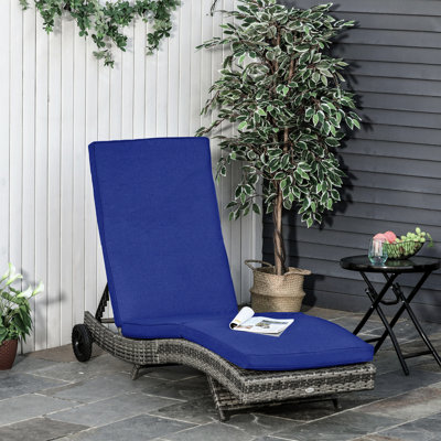 Chaise de piscine bleu foncé, chaise longue de qualité réglable et transportable pour l'extérieur Chaise de patio confortable - roues portatives à 5 positions
