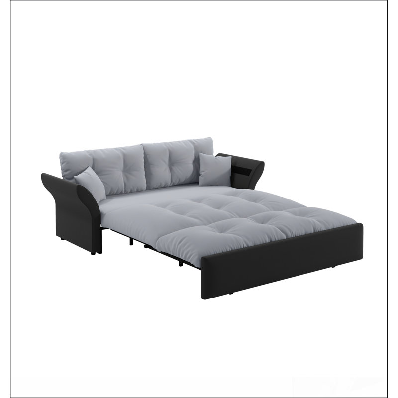 Grand canapé-lit escamotable, canapé-lit capitonné convertible 3-en-1, Gris
