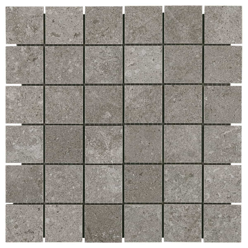 New Rock 2X2 Matte Porcelain Mosaic, Fossil Dark Gray