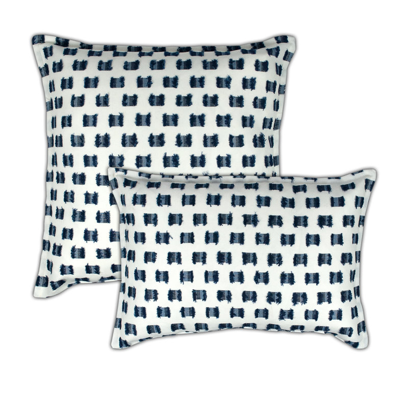 Ensemble de coussins décoratifs combo 2 pièces indigo O'Fifi, Blanc / bleu