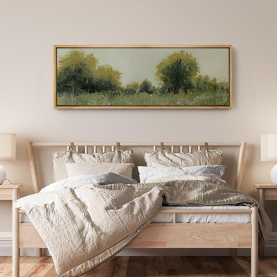 "Rustic Countryside Green French Country Landscape Modern Rustic Extra Large", reproduction d'art sur toile encadrée