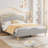 Upholstered Bed Frame with Adjustable Headboard and Footboard, Velvet Princess Platform Bedframe for Kids/Girls-1506505172-1506505175