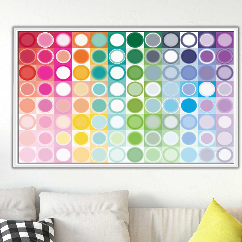 « cercles et carrés 55 très joy », reproduction d’impression sur toile encadrée, H 21,5 po x l 33,5 po