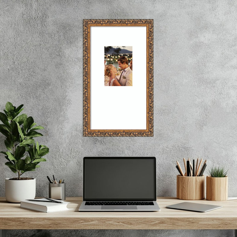 Cadre photo en bois antique bronze, Blanc brillant lisse, 10 x 18 emmêlés à 5 x 7