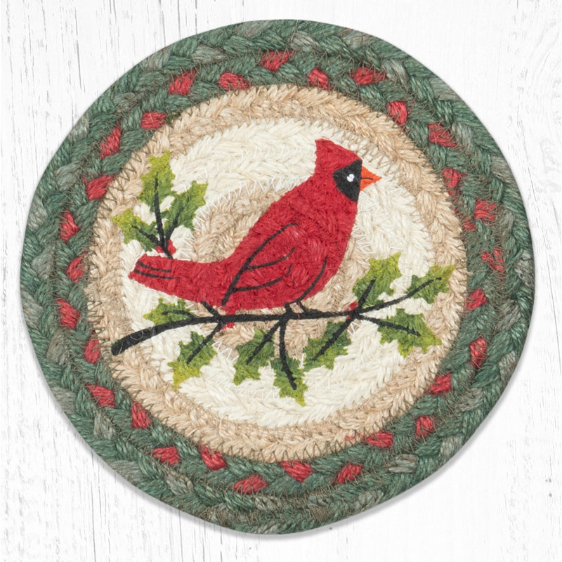  Tapis de Noël rustique tressé à la main Holly Cardinal