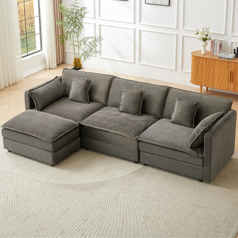 3 Seater Corduroy Sofa, Grey