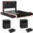 1200lLBS Weight Capacity Queen Bedroom Sets, All-Metal Bed Frame with Upolstered Headboard and Wood Nightstands, 4 Drawers, LED light and Charging Station