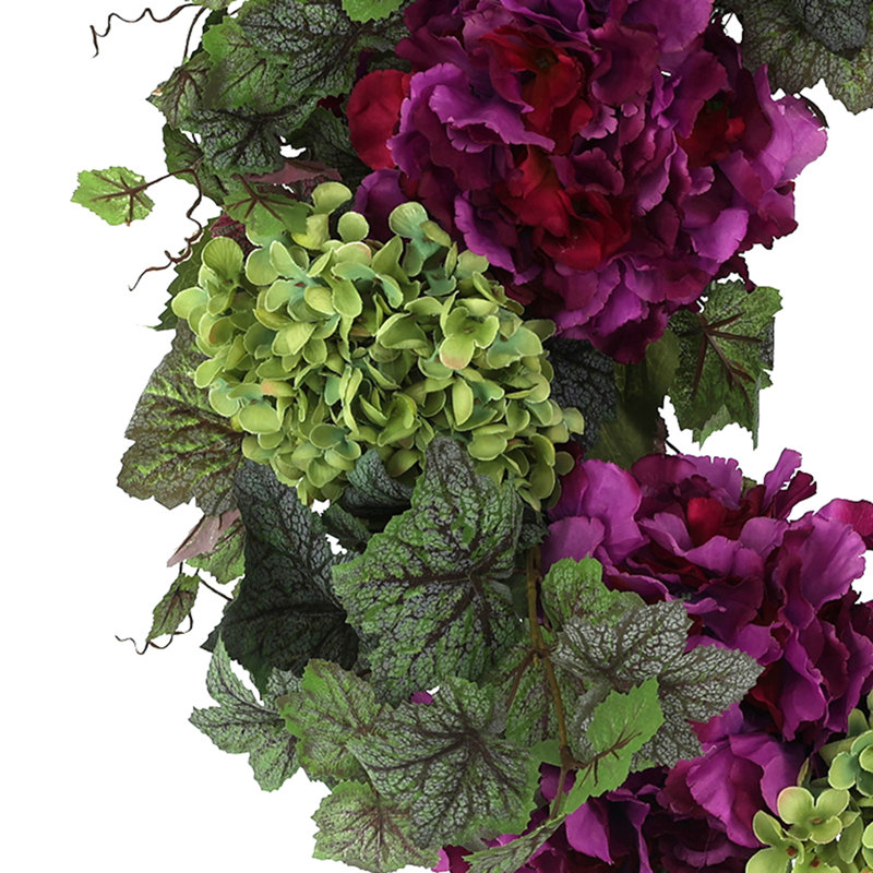 Charlotte 26" Spring Wreath with Begonias and Hydrangeas