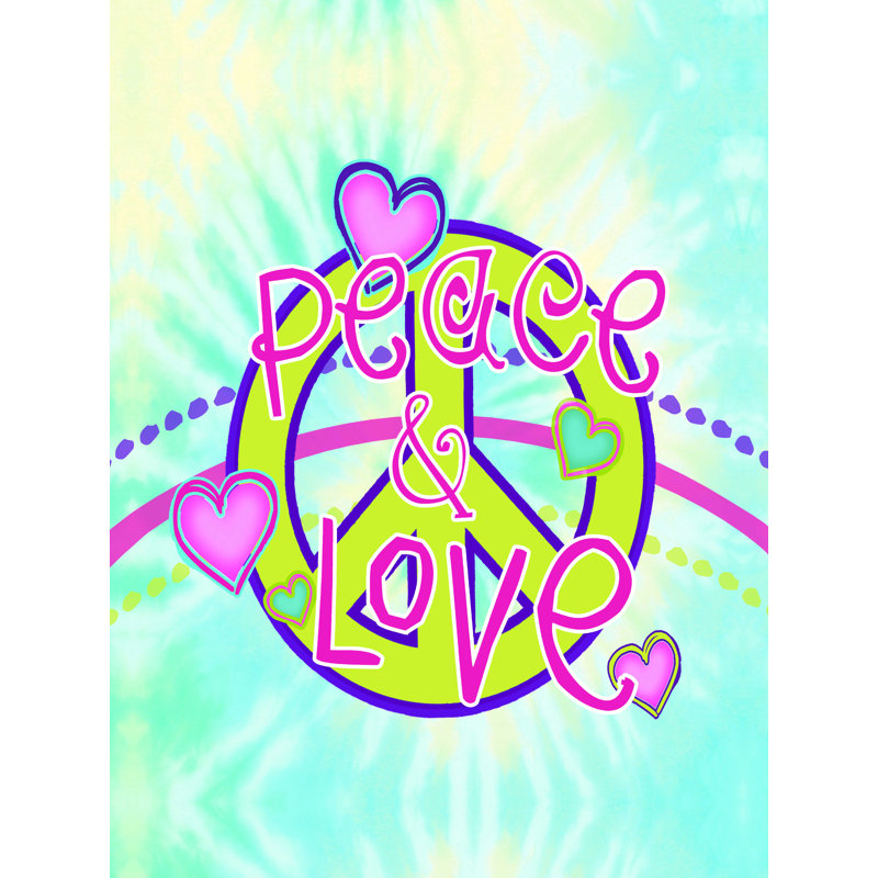 Peace and Love - reproduction sur toile tendue, L 12 po x H 16 po
