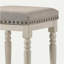 Tissu Tasnim brun clair avec tabouret de bar blanc rétro (ensemble de 2 pièces)