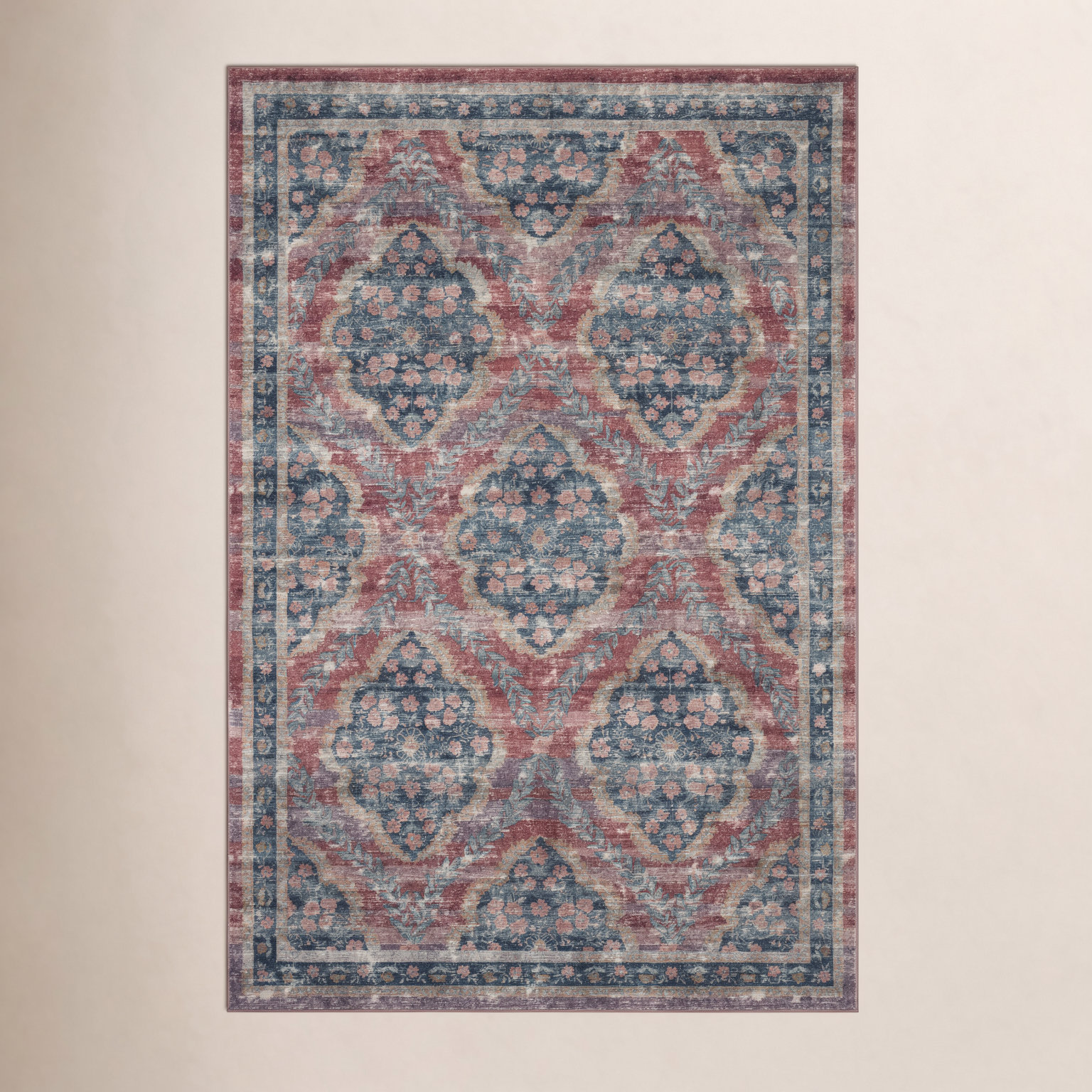 Rifle Paper Co. x Loloi Red Floral Rug, Rectangle 3'6" x 5'6"