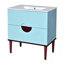 Ensemble de meuble-lavabo 30 po avec lavabo en céramique, meuble de rangement moderne à 2 tiroirs avec cadre en bois massif, bleu