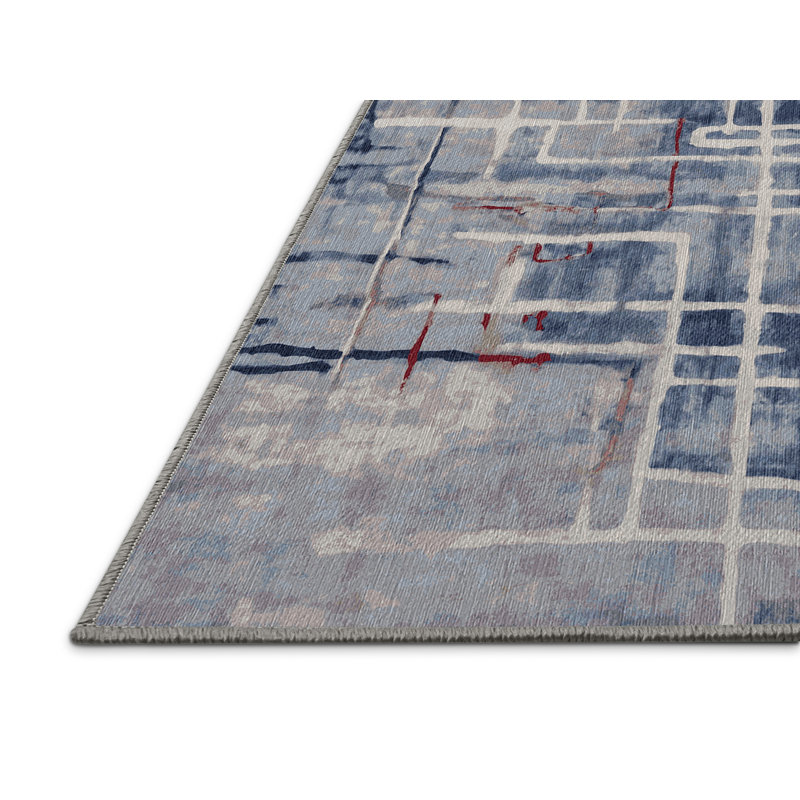Machine Washable Gray Area Rug, Square 5'