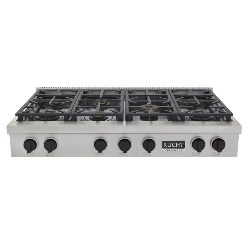 48" 7 Burner Cooktop, Tuxedo Black, Natural Gas