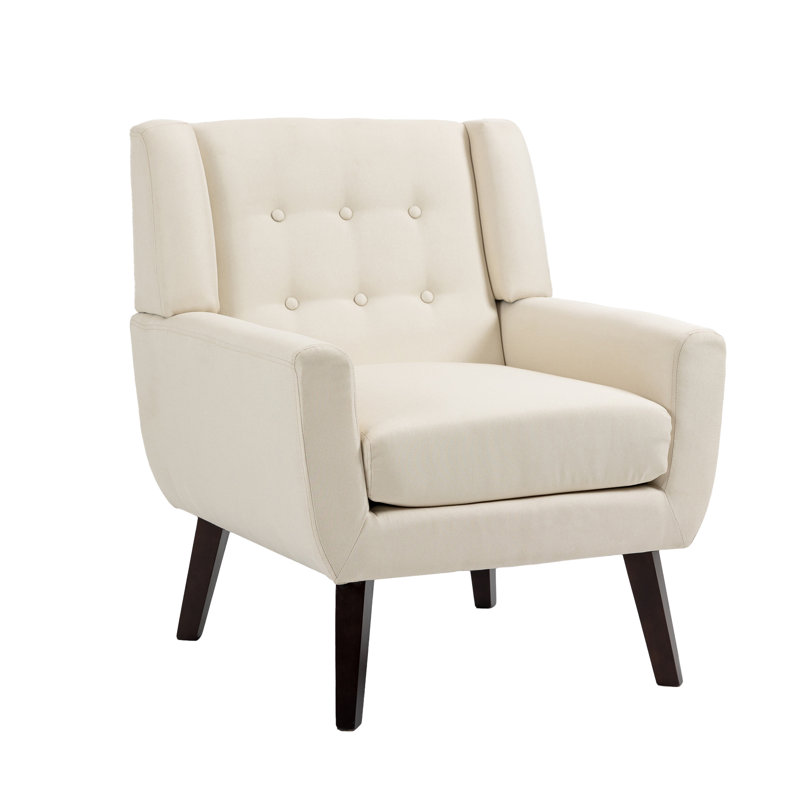 Jaqueze 73.4 Cm Wide Tufted Armchair, White Linen Blend