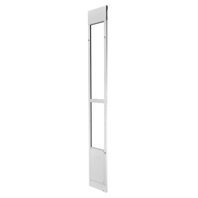 Porte pour chien pour porte coulissante en verre, hauteur réglable de 91 à 96 po, cadre en alliage d'aluminium avec charnières rotatives en métal, serrure, rabat 10 1/4 x 16 1/4 po, porte pour animaux coulissante en verre pour locataires