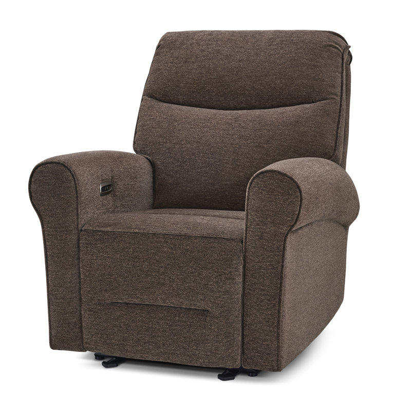 zero clearance recliner  Power Recliner Chair with Rolled Arm & USB-A/C Ports, Fabric, Dark Brown