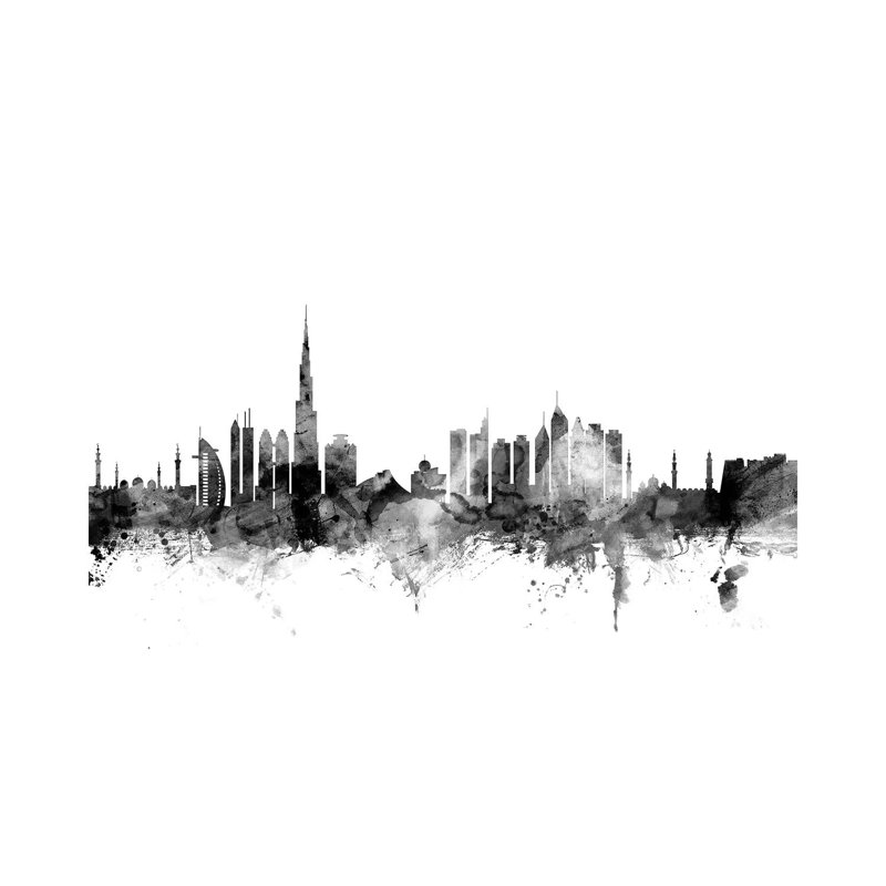 Dubai, UAE In Black & White by Michael Tompsett - 1 Piece Wrapped Canvas Wall Art, 30.48 cm H x 45.72 cm W