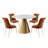 Magallanes 4-Person Round Marble Table Velvet Chairs Dining Set-1463240061-1463240056