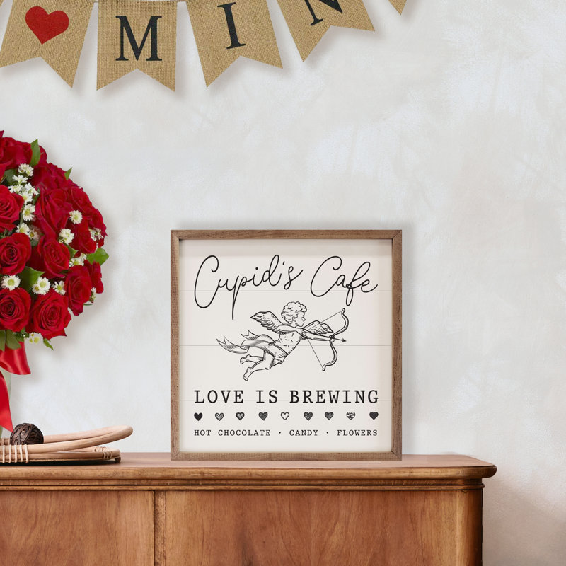 Cupid's Cafe - blanc, H 16 po x l 16 po