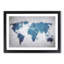 Teal Blue Map of the World in Abstract - Framed Print-55729517-55729520