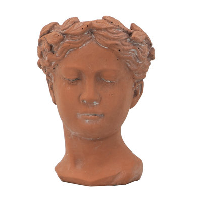 Brown Cement D6x9" Classical Head Bust Planter For Indoor And Outdoor Use In Home Garden, 6.3X5.9X9.1 Inches, 4.6Lbs Decorator Versatile Garden Decor,