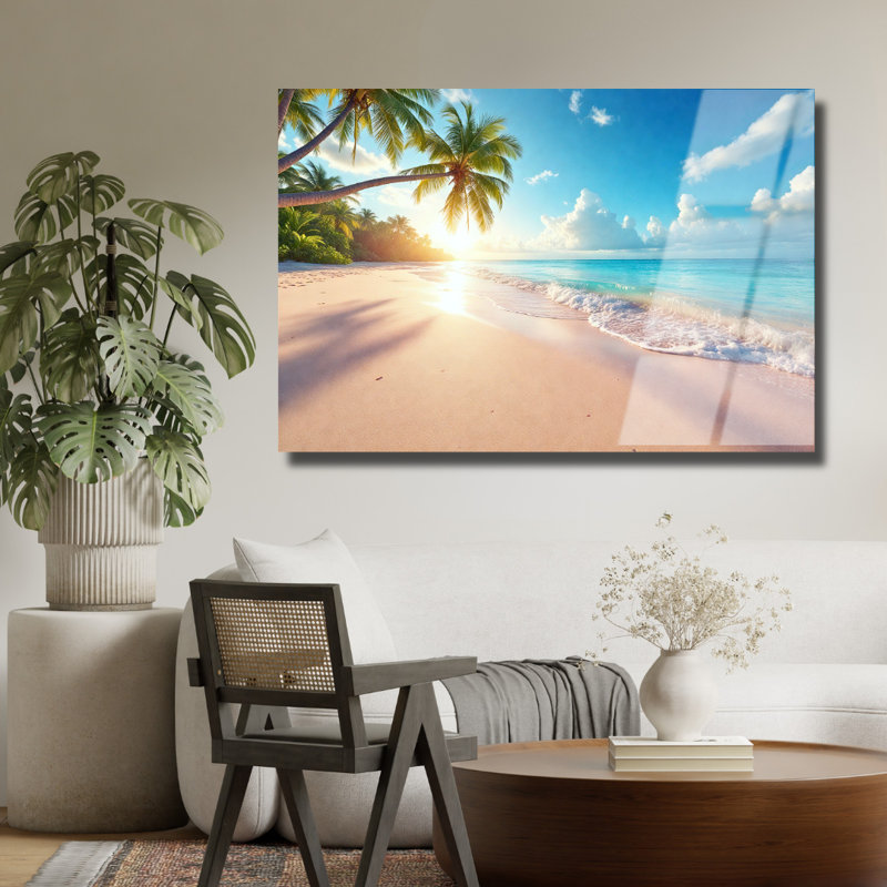Art mural en verre trempé Coastal Beach, 18" H x 24" W
