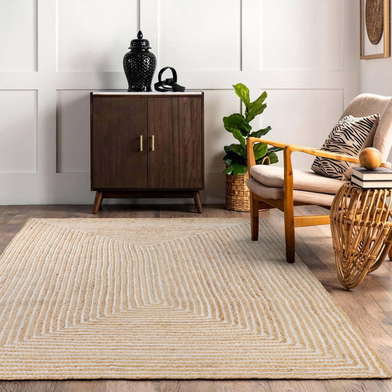 Tapis d'intérieur en jute tressé à la main Occoquan, Rectangle 6 pi x 9 pi