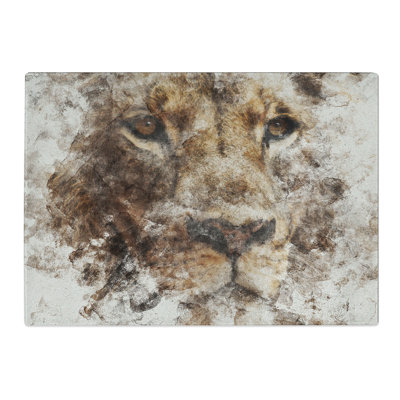Face of a Lion Watercolour Chopping Board
