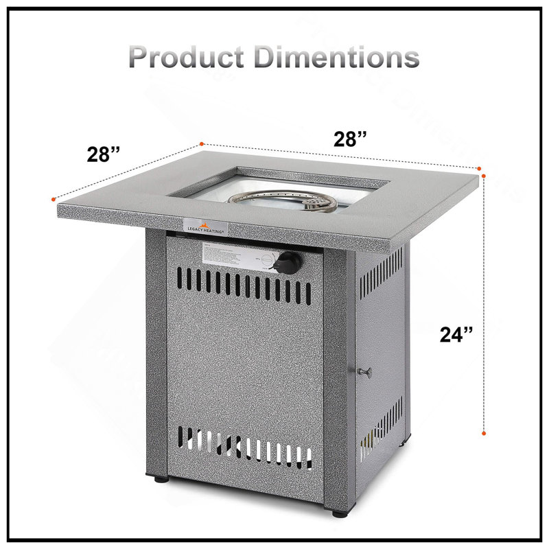 Durable 28" 50000 BTU Silver Outdoor Propane Gas Fire Pit Table, Outdside Patio Firepits Fireplace Dinning Tables With Lid & Lava Rock, 2-In-1 Firepit Table For Courtyard/Patio/Balcony