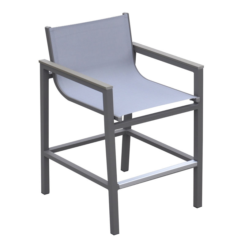Tabouret de bar d'extérieur avec structure en aluminium thermolaqué et Textilene résistant à l'eau