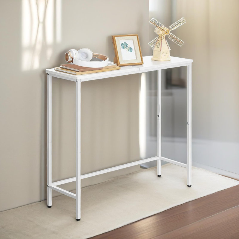 Industrial Slim Console Table for Hallway Living Room, White