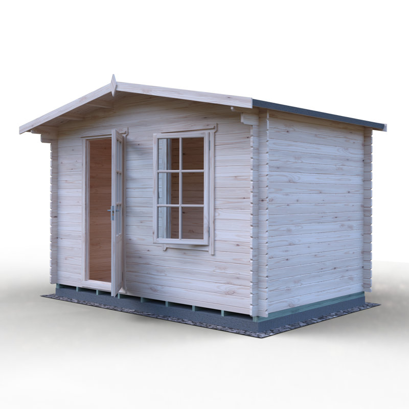 Bucknells 12 ft x 8 ft 28 mm Log Cabin Installed Including Base