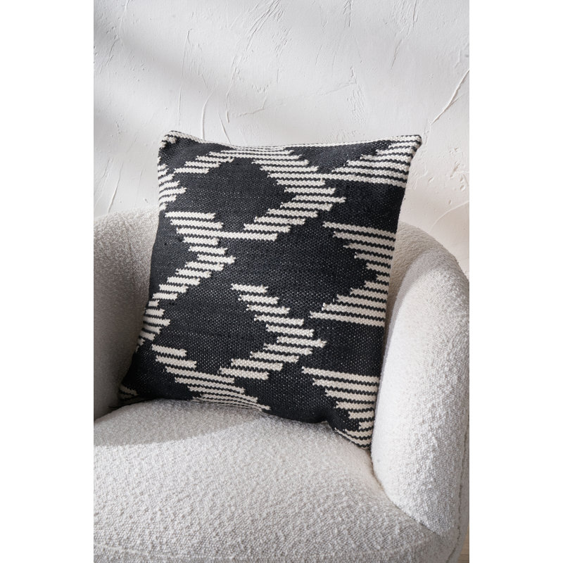 Indoor / Outdoor Chevron Square Cushion, Black