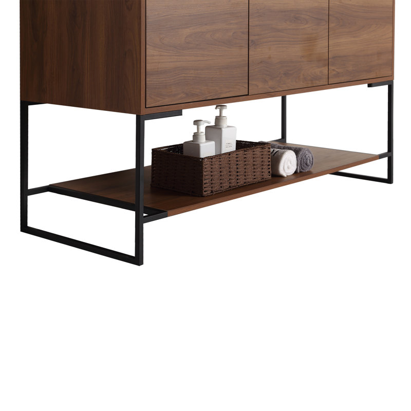 Carliana 48'' Single Bathroom Vanity with Ceramic Top, Walnut