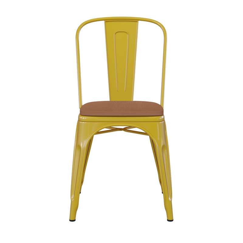 Chaise empilable Calliah, Teck, Jaune