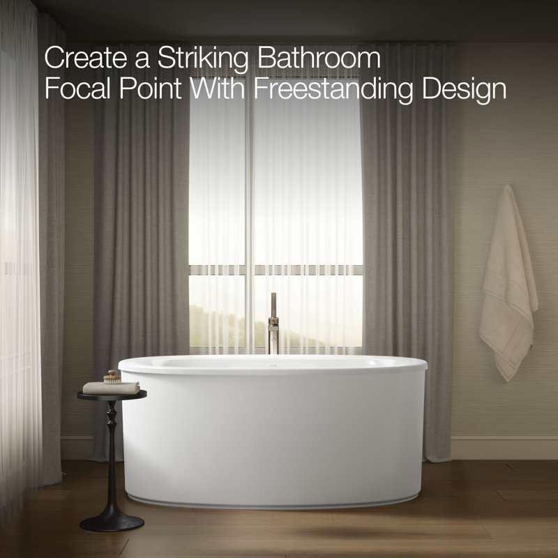 Sunstruck® 60.5" x 35" Freestanding Air Acrylic Bathtub, White