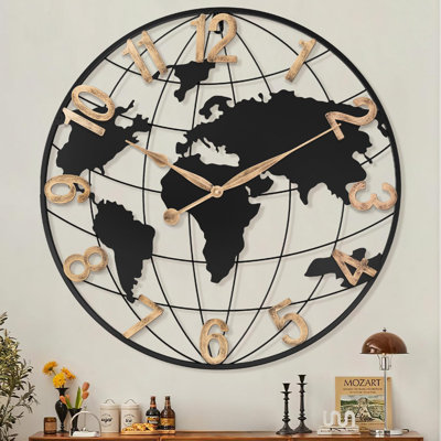 Modern Decorative Silent World Map Wall Clock