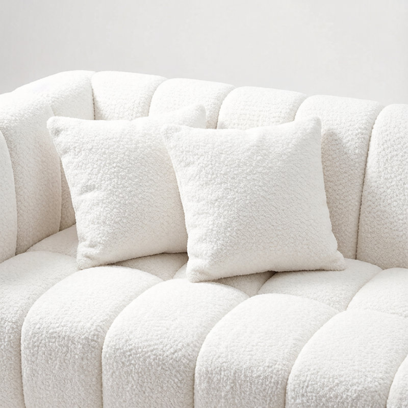Canapé compressé Marshmallow Cloud, 261 cm (102,7 po) avec 2 coussins, revêtement bouclé doux, aucun assemblage requis, pour salon, chambre, appartement