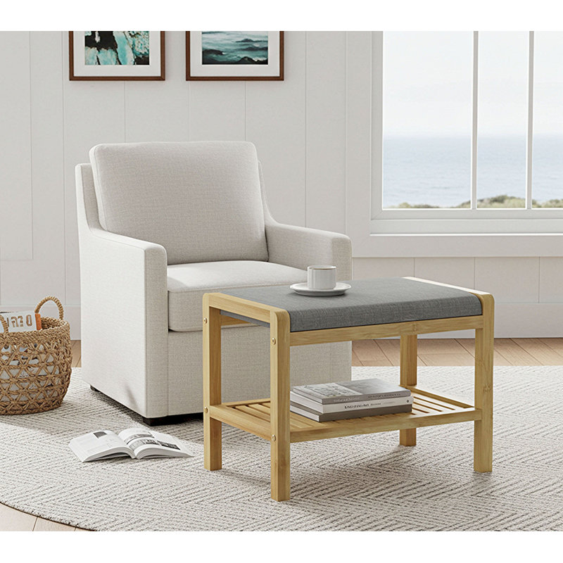 Banc de rangement pour chaussures rembourré Knarr, Naturel