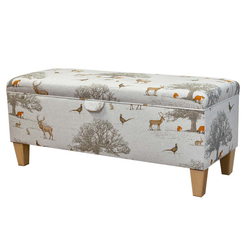 Cotton Upholstered Storage Bench