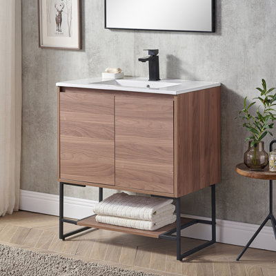 Ensemble de meuble-lavabo simple autoportant 30 po avec tablette Deidree