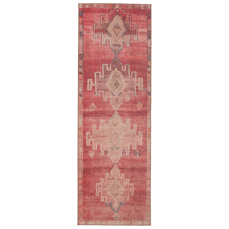 Tapis oriental rose / brun clair Asoncin (2 pi 6 po x 7 pi 6 po), Tapis de couloir 2 pi 6 po x 7 pi 6 po