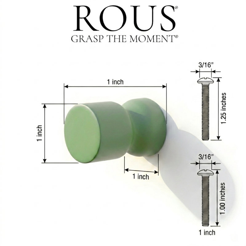 ROUS Harwdare Mid-Century Modern Hourglass Knob, Olive (Green)