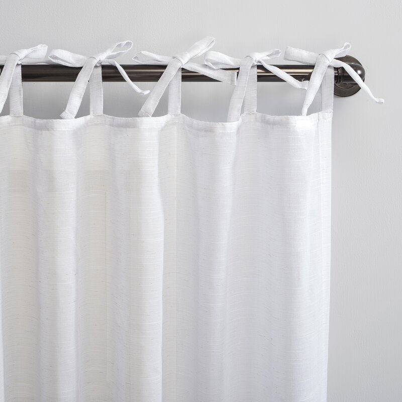Sand & Stable Gavin Slub Textured Linen Blend Sheer Tie Top Curtain ...