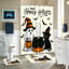 4 pièces ensembles de rideaux de douche pour salle de bain Halloween, chat fantôme, tapis de citrouille, tapis de bain, couvercle de toilette, décorations effrayantes avec 12 crochets
