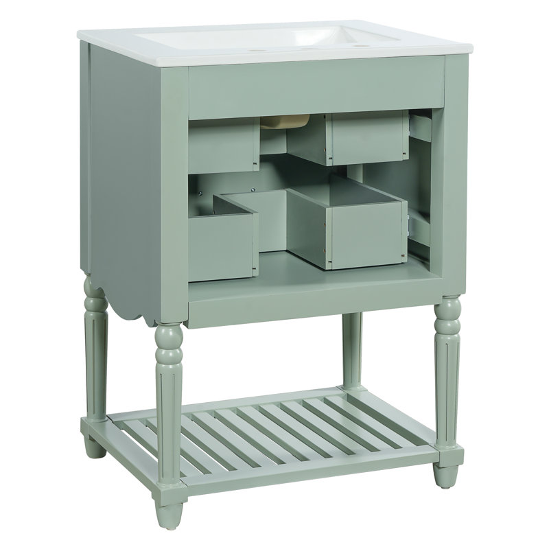 Meuble-lavabo 24 po avec lavabo en céramique, Vert