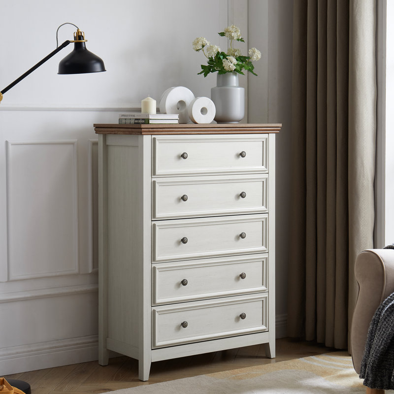 Armoire commode beige à 5 tiroirs pour un rangement facile